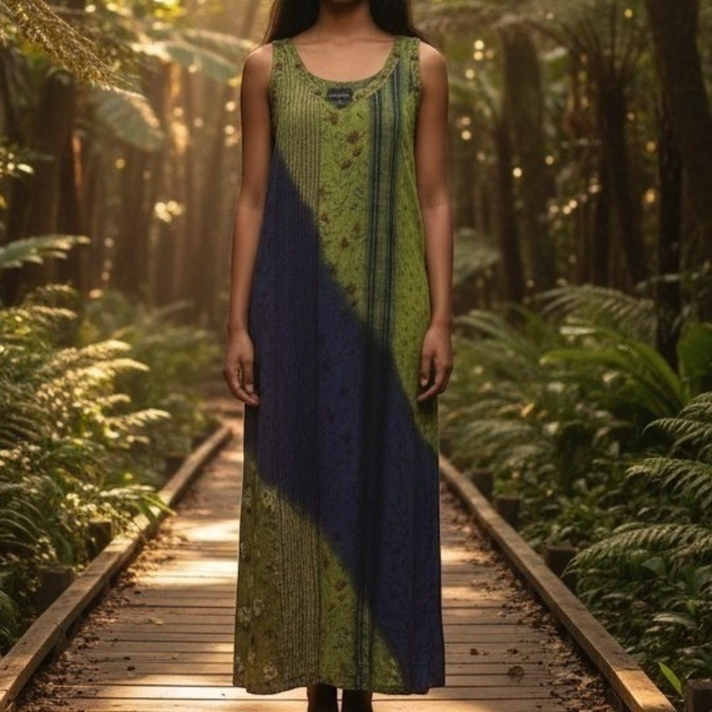 Sacred Threads Multicolor Maxi Dress Womens S/M Hippie‎ Bohemian Colorful Artsy